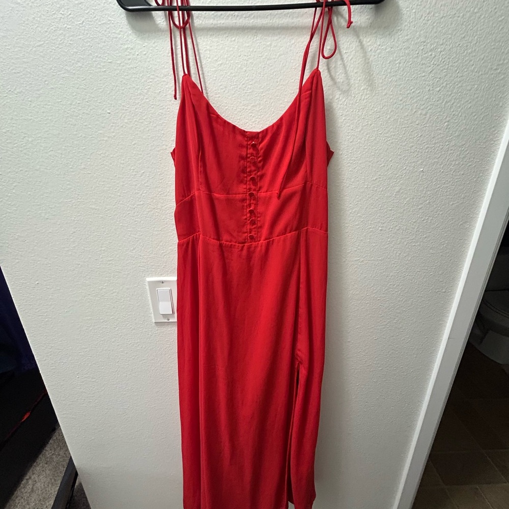 Abercrombie & Fitch Vibrant Red Button-Front Dress